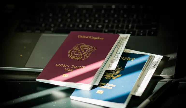 United Kingdom passport representing eligibility for the UK Global Talent Visa program